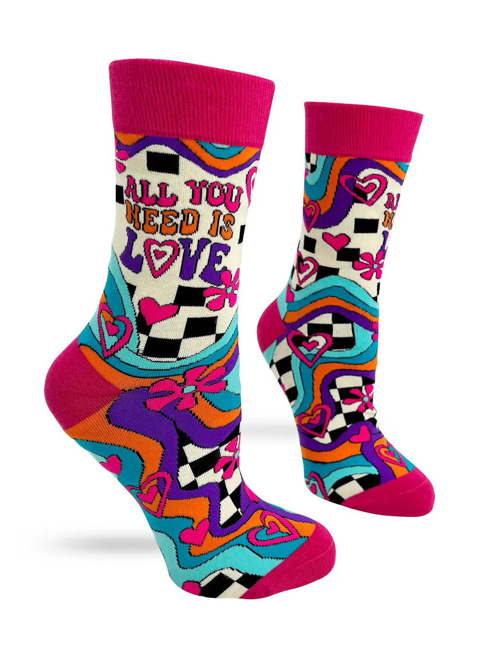 FD6 | Fabdaz Women's Novelty Crew Socks | All You Need is Love | Size 5-10